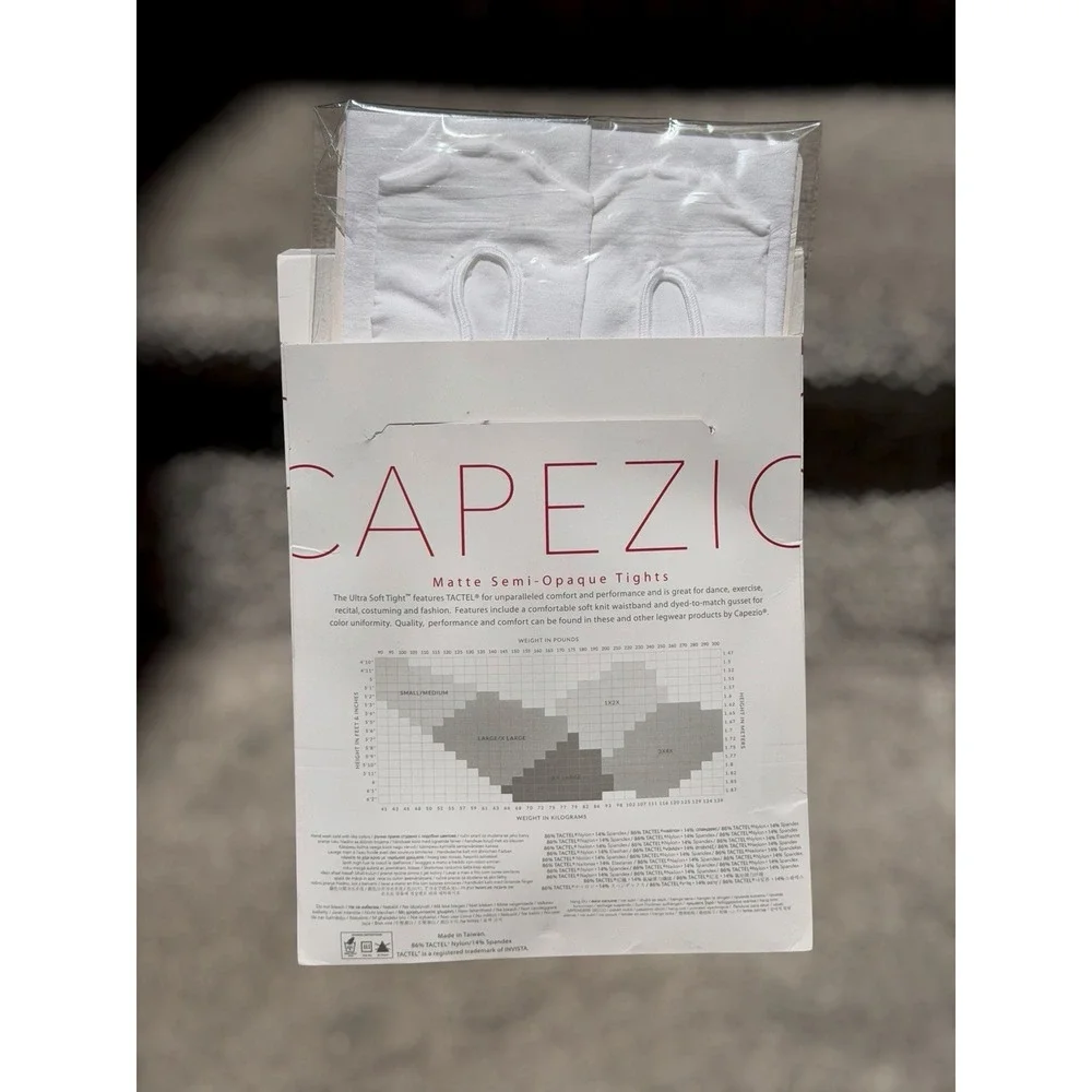 NEW Capezio Girls Ultra Soft Transition Tights White L XL #1816 Convertible‎
